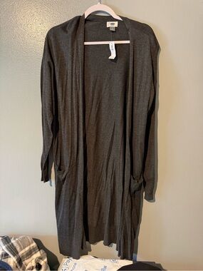 Old Navy Charcoal Open-Front Long Cardigan
